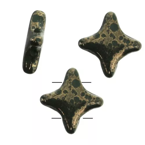 Star Beads glass beads by Perles & Co 11x11 mm Opaque Fir Green Bronze x30