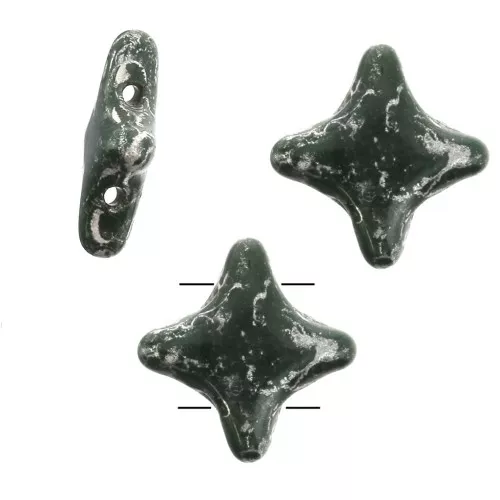 Star Beads glass beads by Perles & Co 11x11 mm Opaque Fir Green Picasso x30