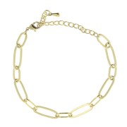 Alternating rectangle oval mesh bracelet (1x1) Gold Tone x16.5cm|raw }}