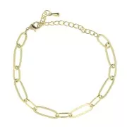 Alternating rectangle oval mesh bracelet (1x1) Gold Tone x16.5cm