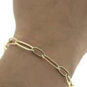 Alternating rectangle oval mesh bracelet (1x1) Gold Tone x16.5cm