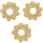 10mm Flower shape round beads - Fine Gold plated x5|raw }}
