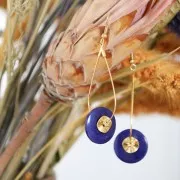 Flat tagua disk 20 mm Navy Blue x1