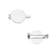 Round Pin back for a 13 mm cabochon - Fine silver plating x1