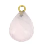Faceted drop 13x10 mm pendant - 925 Sterling Silver Gold Plated/Rose Quartz x1