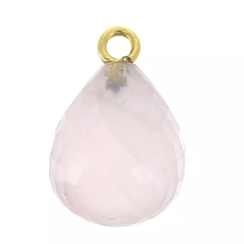 Faceted drop 13x10 mm pendant - 925 Sterling Silver Gold Plated/Rose Quartz x1
