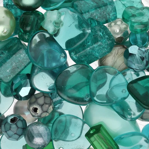 Czech glass beads assortment green turquoise x50g