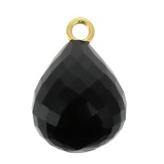 Faceted drop 13x10 mm pendant - 925 Sterling Silver Gold Plated/Black Onyx x1|raw }}