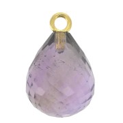 Faceted drop 13x10 mm pendant - 925 Sterling Silver Gold Plated/Amethyst x1