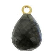 Faceted drop 13x10 mm pendant - 925 Sterling Silver Gold Plated/Labradorite x1