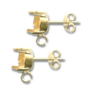Cabochon Earstuds 1028/1088 8mm fine gold plated x2|raw }}