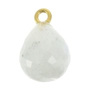 Faceted drop 13x10 mm pendant - 925 Sterling Silver Gold Plated/Moonstone x1|raw }}
