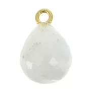 Faceted drop 13x10 mm pendant - 925 Sterling Silver Gold Plated/Moonstone x1