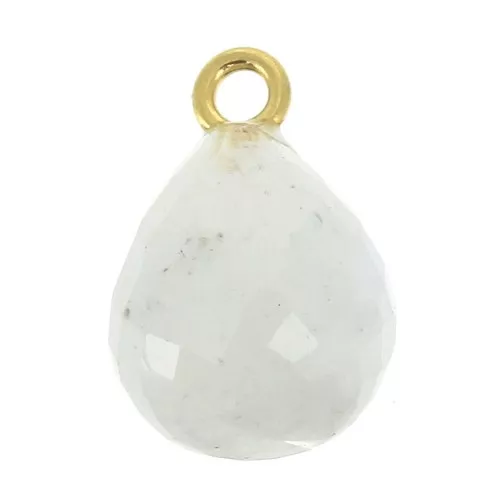 Faceted drop 13x10 mm pendant - 925 Sterling Silver Gold Plated/Moonstone x1