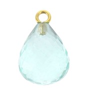 Pendant faceted drop 13x10 mm - 925 Sterling Silver Gold Plated / Hydro Aquamarine x1