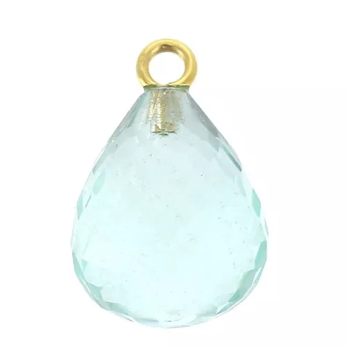 Pendant faceted drop 13x10 mm - 925 Sterling Silver Gold Plated / Hydro Aquamarine x1