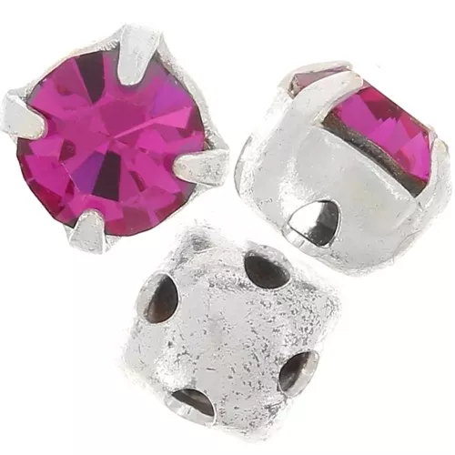 Chatons montés 4mm Fuchsia x10