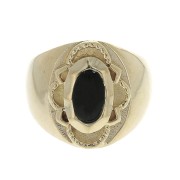 Signet ring with Onyx Size 54 Gold Plated 3 microns x1|raw }}