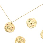 Zodiac Aquarius brass charm with a zirconium oxide 15 mm Gold Tone x1