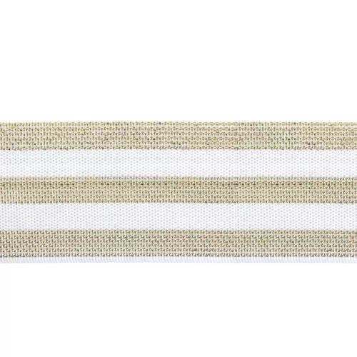 40 mm Elastic ribbon for sewing 3 stripes White/Gold x 1m