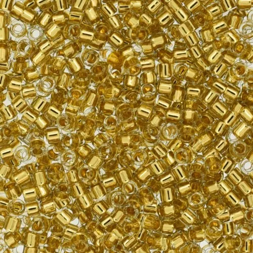 Miyuki Delica 11/0 DB2525 - 24kt Gold Lined Pale Gray x5g