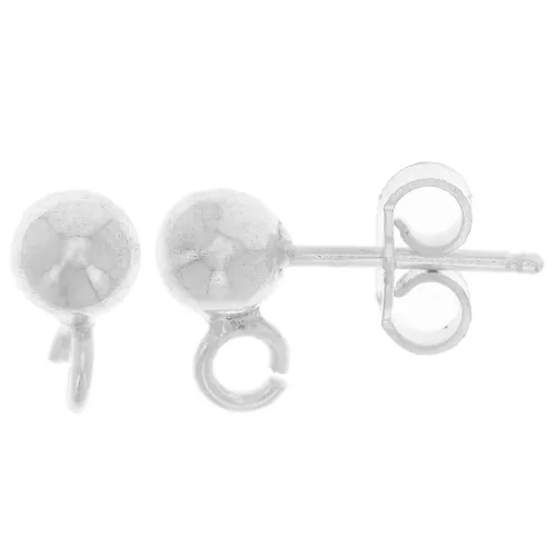 5mm ball 925 Sterling Silver earstuds x2