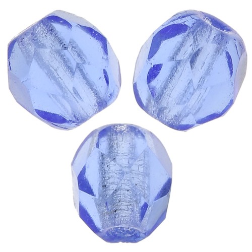 Fire Polished faceted round beads 4mm - Sapphire x50