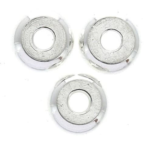 Heishi Spacer/connector rondelle beads 4x1.8 mm Fine silver plating x20