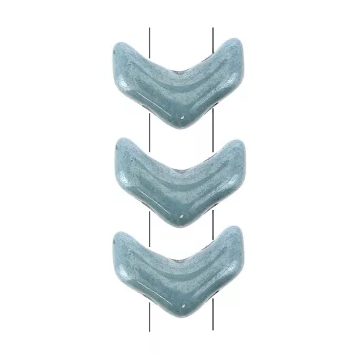Chevron Glass Beads 10x4 mm Opaque Blue Ceramic Look x30