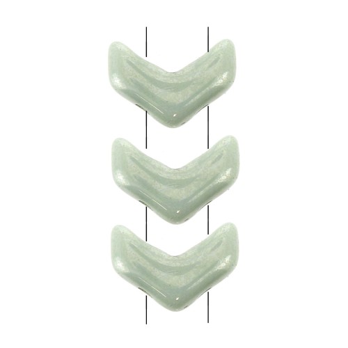 Chevron Glass Beads 10x4 mm Opaque Luster Green x30