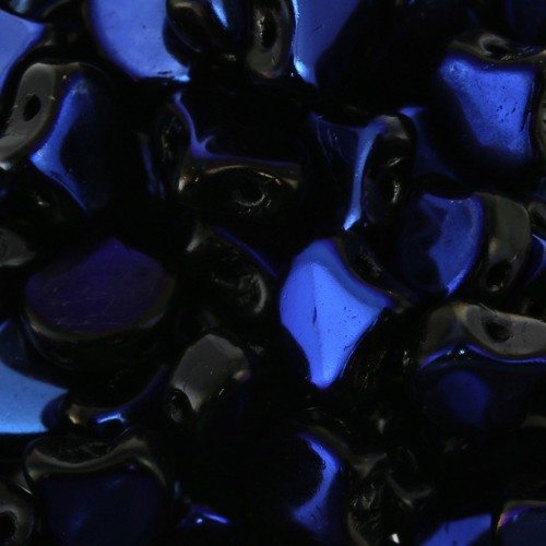 Czech Glass beads Ginko Duo 2 holes 7.5x7.5 mm Jet Azuro x10g