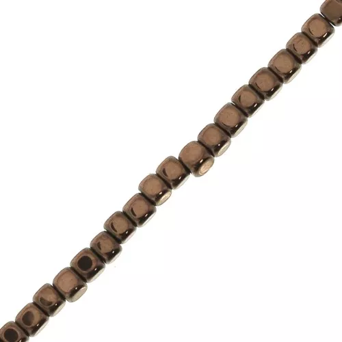 Mini-beads imitation hematite cubes 2x2 mm Light Copper x39 cm