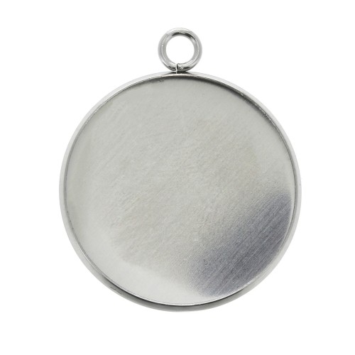 Stainless steel Pendant setting for 25 mm flat back cabochon x1