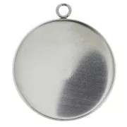 Stainless steel 304 Pendant setting for 30 mm flat back cabochon x1