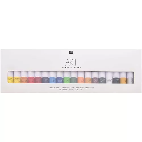 Set of 18 acrylic paints of 12 ml - Art by Rico Design - Basic Colors