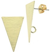 Striated triangle brass earstuds to decorate 13x23 mm Gold Tone x2