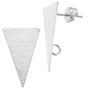 Striated triangle brass earstuds to decorate 13x23 mm Rhodium Tone x2