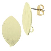 Striated oval brass earstuds to decorate 11x20 mm Gold Tone x2