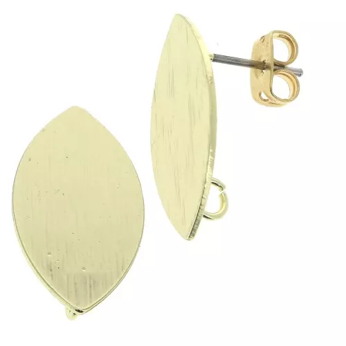 Striated oval brass earstuds to decorate 11x20 mm Gold Tone x2