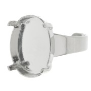 Ring base with 4120 18x13mm setting Rhodium tone x1|raw }}