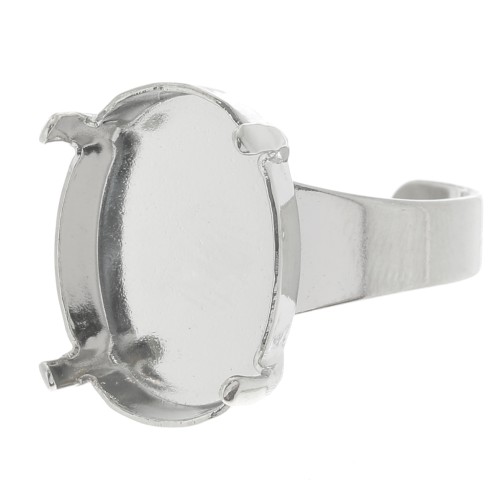 Ring base with 4120 18x13mm setting Rhodium tone x1