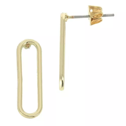 Rounded rectangle design zamak earstuds to decorate 6x20 mm Gold Tone x2