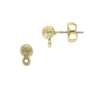 Hammered ball zamac earstuds with loop to decorate 4.5x7 mm Gold Tone x2|raw }}