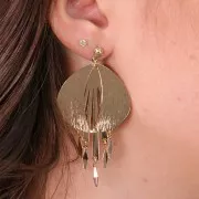 Hammered ball zamac earstuds with loop to decorate 4.5x7 mm Gold Tone x2