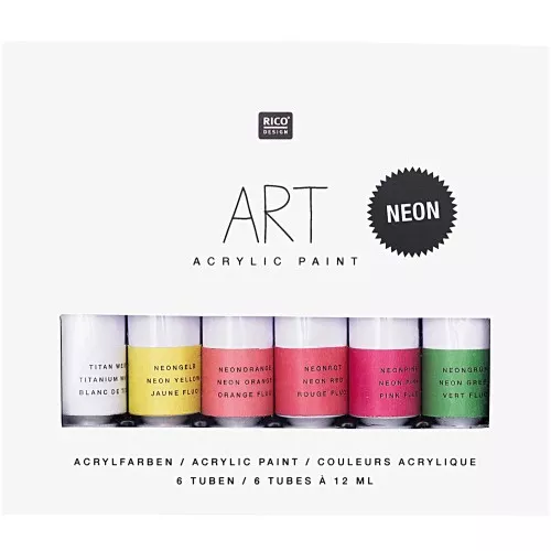 Set of 6 acrylic paints tubes of 12 ml - Art by Rico Design - Neon x1