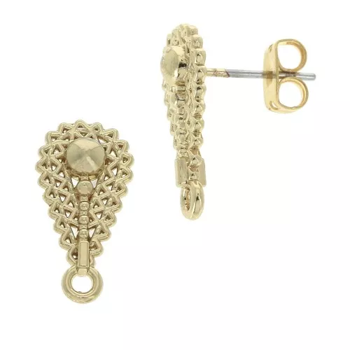 Drop earstuds with loop 9x17 mm Gold Tone x2