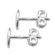 925 Sterling Silver 7mm flat pad earstud x2