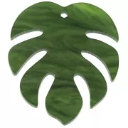 Tropcial philodendron leaf pendant in plexiglas 30x35 mm - Green x1