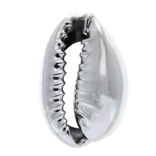 Cauri/Puka Shell for DIY jewelry creation - 16 to 23 mm - Silver Tone x1