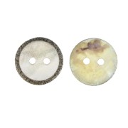 Round 2-hole mother-of-pearl button 14 mm with glitters - Natural /Golden Black x1|raw }}